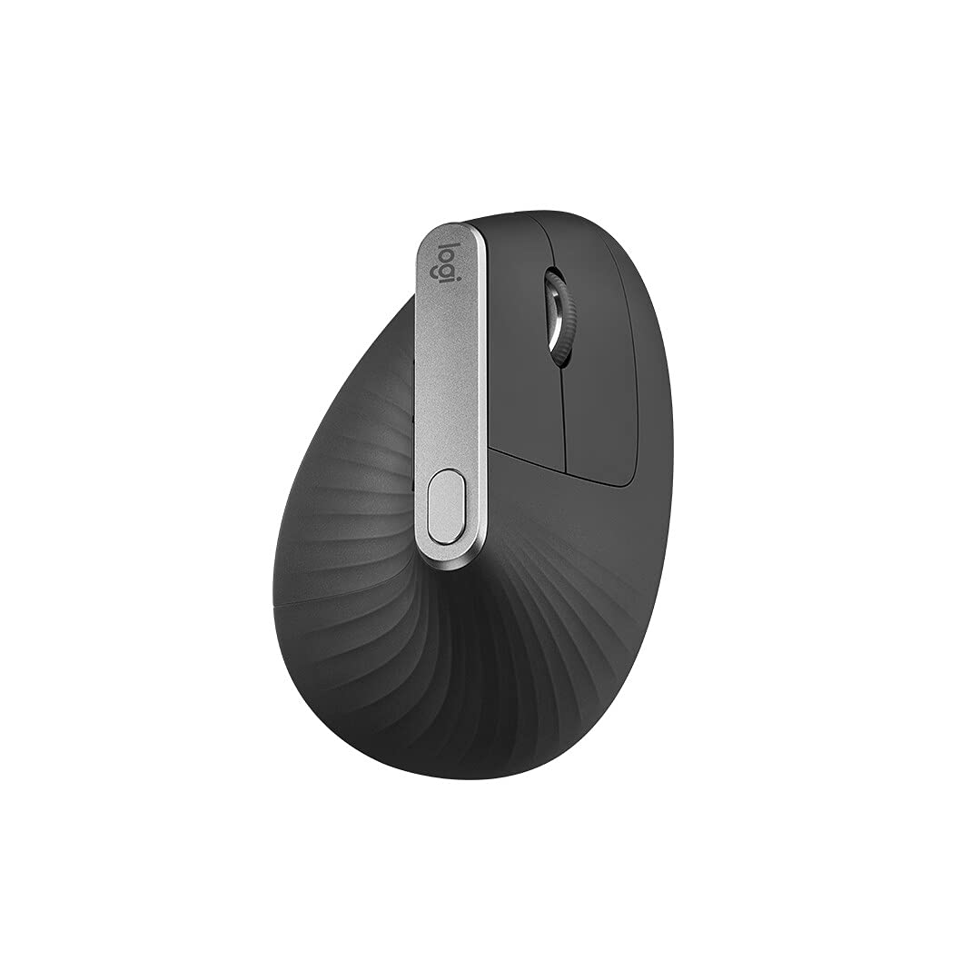 Logitech MX Vertical, Ergonomic Wireless Mouse, Bluetooth and 2.4 GHz connection via Unifying USB receiver, 4000 DPI sensor, rechargeable battery, 4 buttons, multi-device, PC/Mac/iPadOS compatible - Graphite