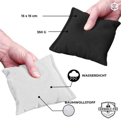 Official Cornhole Bags | 4 Black and 4 White Bags | Official Sizes | Premium Quality | 100% Cotton | Waterproof | American Game | Outdoor Game | Friends & Family | OriginalCup®