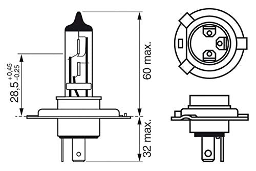 Bosch H4 Ultra White Vehicle Bulb 12V 60/55W P43t (2 Pieces)