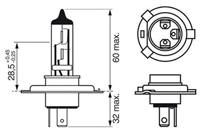 Bosch H4 Ultra White Vehicle Bulb 12V 60/55W P43t (2 Pieces)