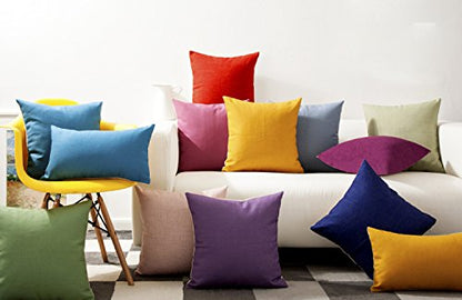 WOLTU® 8X Pillowcase Cushion Cover 100% Cotton with Zipper, 8 Pack Sofa Cushion Decorative Pillow Case Cover, 60x60 cm, Yellow