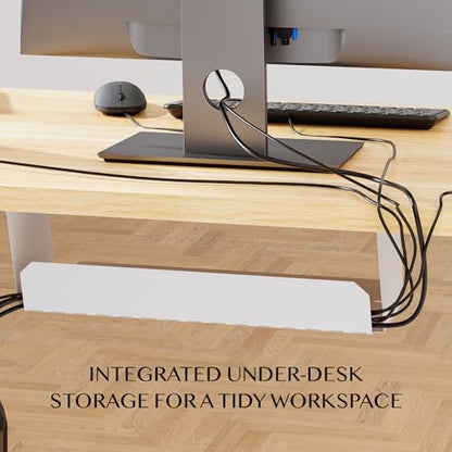 FLEXISPOT Height Adjustable Desk Basic 110x60cm - Ergonomic Sit-Stand Desk with Hooks and CUP HOLDER - Memory Hand Control (Maple)