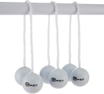 New for 2024, Ubergames upgrades Ladder Golf game with pro set, real golf balls, solid wood construction, strong & stable (Black/White).