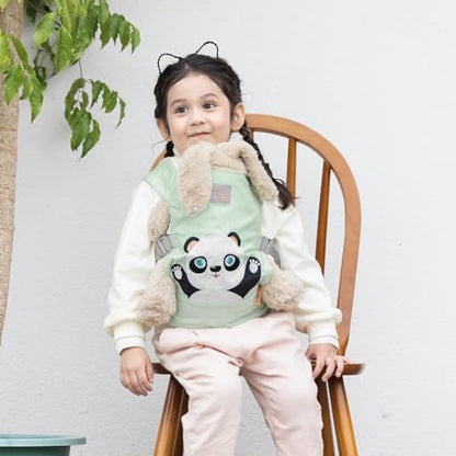 GAGAKU Doll Carrier for Kids Doll Carrier from 3 years Baby Carrier for Dolls Front Carrier Doll Accessories Doll Carrier with Adjustable Straps - Green - Embroidered Panda