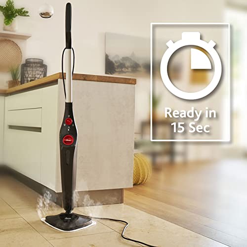 Vileda Steam Plus steam cleaner with 2 microfiber pads | Hygienic floor cleaner for all floors & carpets | Antibacterial without chemicals | Heating time: 15 seconds