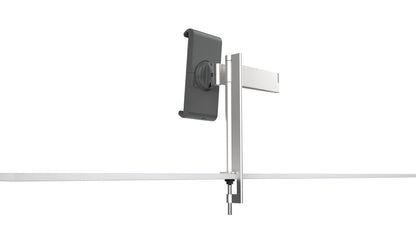 Durable tablet mount with articulated arm for 7-13 inch tablets, 360° rotation and theft protection, silver/anthracite, 893123