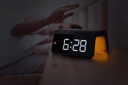 Caliber Digital Alarm Clock with light, dimmable display, dual alarm & quick charge docking station, for kids & deep sleepers, loud alarm, digital clock