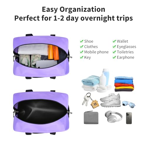 YoKelly Small Duffel Bag Mini Travel Bag, Sports Bag 18L, XS School Sports Bag, Weekender, Gym Bag 35x20x25cm - Purple