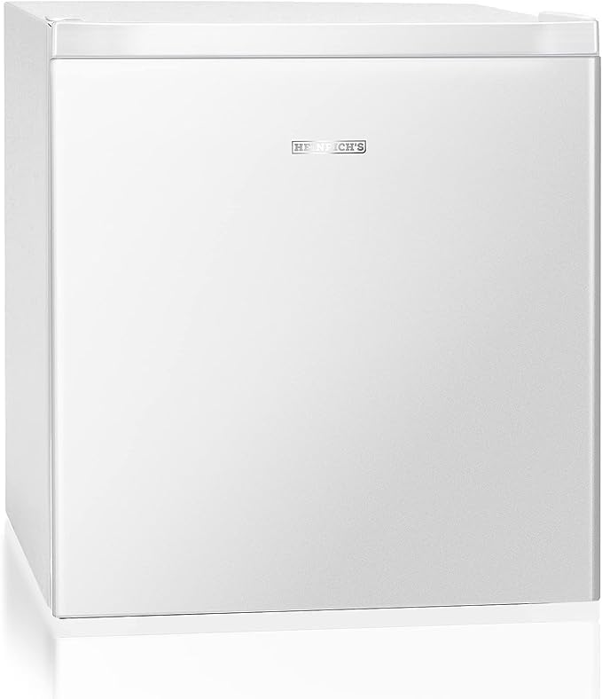 HEINRICHS Beverage Cooler 45L small compact quiet: 39db with cooling compartment Mini Bar; Table Fridge; Mini Fridge with separate cooling compartment; perfect for office camping garden outdoor (White)