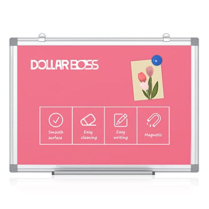 DOLLAR BOSS Magnetic Whiteboard, 40 x 60 cm, dry wipe, wall-mounted whiteboard with pen tray, aluminum frame, dry wipe surface for kids, drawing, home, and office.
