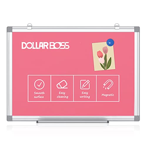 DOLLAR BOSS Magnetic Whiteboard, 40 x 60 cm, dry wipe, wall-mounted whiteboard with pen tray, aluminum frame, dry wipe surface for kids, drawing, home, and office.
