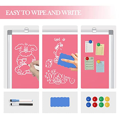 DOLLAR BOSS Magnetic Whiteboard, 40 x 60 cm, dry wipe, wall-mounted whiteboard with pen tray, aluminum frame, dry wipe surface for kids, drawing, home, and office.
