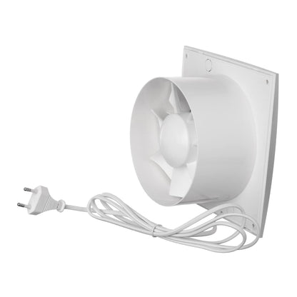 EUROPLAST Ø 150mm wall fan ventilator exhaust cable switch fan kitchen bathroom with plug, color - silver.
