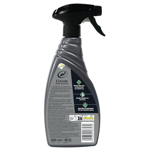 Turtle Wax Hybrid Solutions Ceramic Spray Coating, 500 ml, 1 pack, Mango scent. Provides incredible shine, protection, extreme water repellency, and enhances your vehicle's finish.