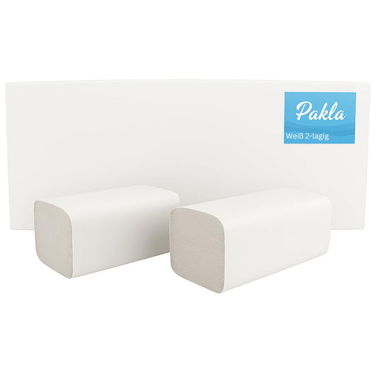 Unpack Pakla 4000 Sheets White Paper Towels - 2-ply, 25 x 23 cm ZZ-Fold - Universal Disposable Towels for Dispenser - All-Purpose Paper Towels - Single-use, Dispenser Compatible