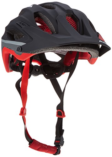 ALPINA CARAPAX - Lightweight, sturdy, and well-ventilated bike helmet with insect net for adults, black-red-darksilver, 52-57 cm.