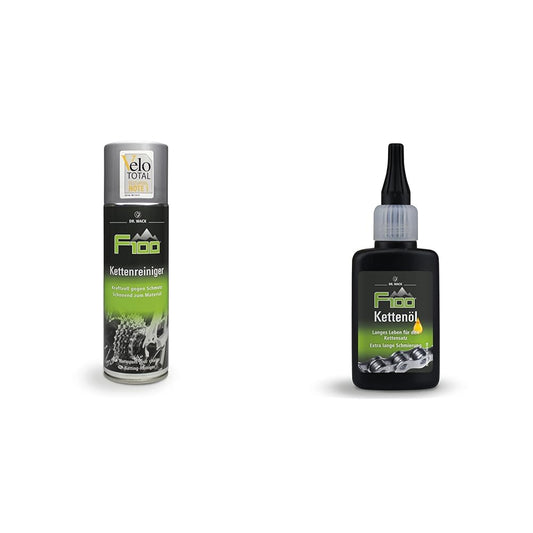 F100 Chain Cleaner, 300 ml & F100 Chain Oil – 50 ml Dropper Bottle I Premium bike chain oil for less friction & wear I Chain oil for all bikes I High-quality bike care – Made in Germany