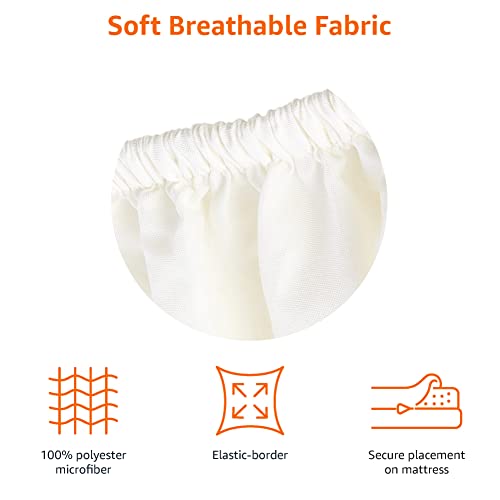 Amazon Basics Fitted Sheet, Microfiber, Cream, 135 x 190 x 30 cm
