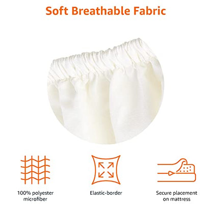 Amazon Basics Fitted Sheet, Microfiber, Cream, 135 x 190 x 30 cm