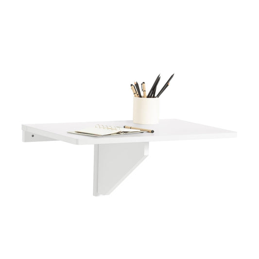 SoBuy Wall-mounted Folding Table Foldable Dining Table Compact Kitchen Table Space-saving Design Fold-down Table for Small Spaces Mounted Table 60x40cm White FWT03-W