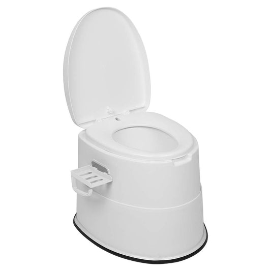 LEADZM Camping Toilet Portable Travel Toilet with Seat, Lid, and Toilet Paper Holder (White)