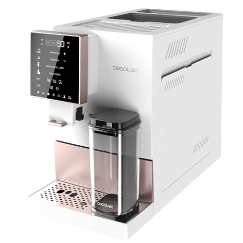 Cecotec Superautomatic Coffee Machine Cremmaet Compactccino White Rose, 19 Bar, Thermo block System, Freshly Ground Beans Plug&Play, 150g Coffee Bean Tank Grinder, 1.1L Water Tank, 400ml Milk Tank
