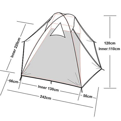 Forceatt tent 2 person camping waterproof 3-4 season, ultralight tents with small pack size, dome tent instant setup for trekking, outdoor, festival. (2 people-Khaki grey)