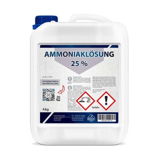 Ammonia solution 25% | 4 kg, including dosing calculator for any concentration <25%