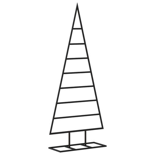 vidaXL Metal Christmas Tree for Decorations, Xmas Tree with Stand, Space-saving DIY Decoration, Christmas Ornaments Holiday Decor, Black 125cm
