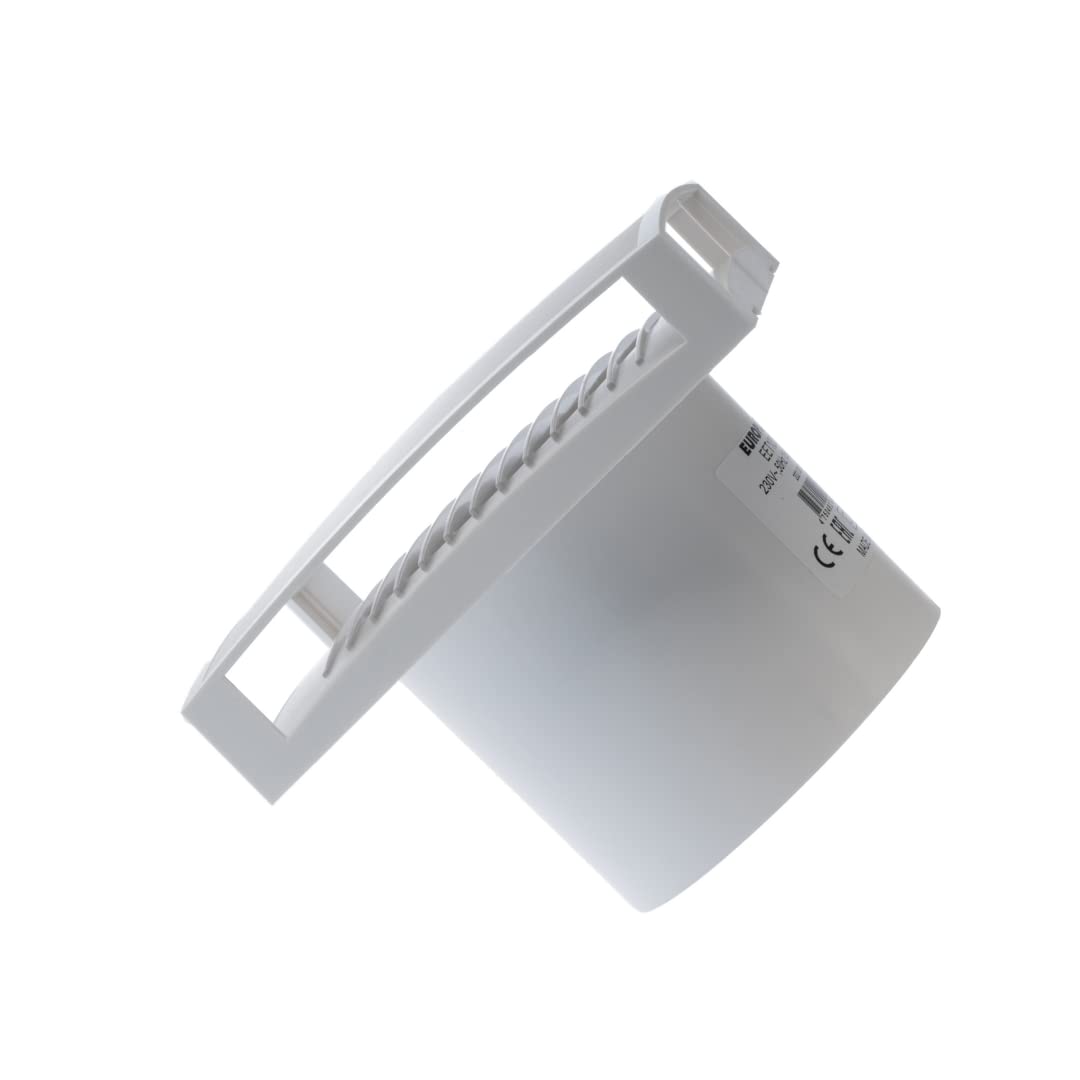 EUROPLAST Ø 125mm white bathroom fan with front cover, quiet operation, switch activation for light.