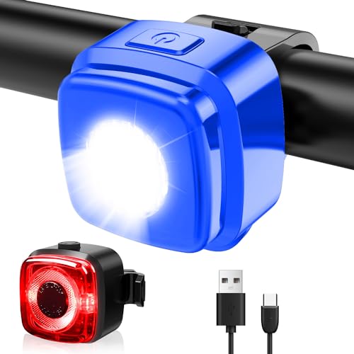 Antimi bicycle light set, StVZO-approved lighting set LED IPX5 front light + rear light bike light set USB Type C.