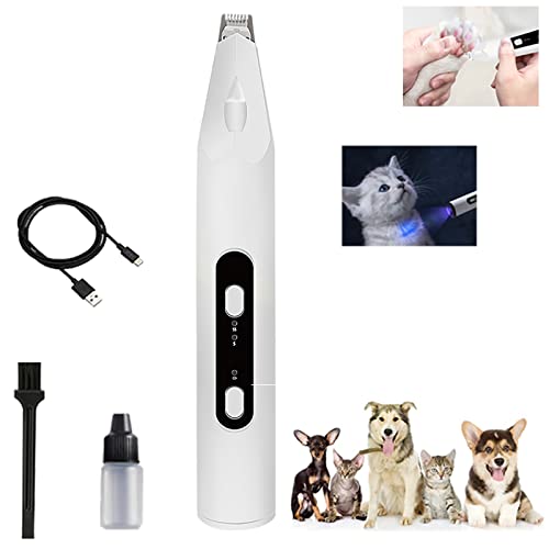 Dog grooming clipper, Mokeum Low Noise Professional Pet Hair Trimmer with LED Light and Cat Ringworm Lamp, 2 Speed Electric Hair Clipper for Dogs Cats Paws, Face