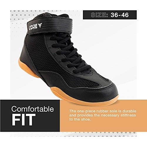 CORE wrestling shoes for men, women, and children, Black, size 44 EU.