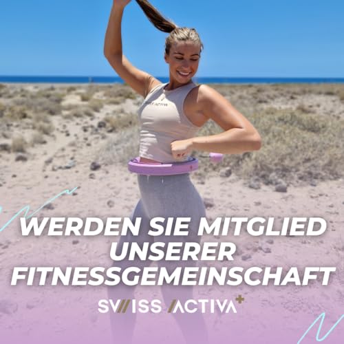 Swiss Activa+ S4.S Silent Hula Hoop Reifen for Adults with Counter 60-112cm - Extra quiet - Won't fall down - Hoop for women to lose weight - Smarter fitness with weight