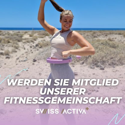 Swiss Activa+ S4.S Silent Hula Hoop Reifen for Adults with Counter 60-112cm - Extra quiet - Won't fall down - Hoop for women to lose weight - Smarter fitness with weight