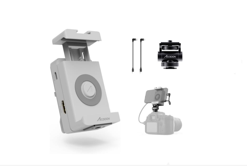 Accsoon SeeMo video monitor handset camera HDMI to iOS video capture adapter for iPhone and iPad FHD 1920*1080P 60FPS real-time streaming recording preview, iOS 12.0 or higher (White)