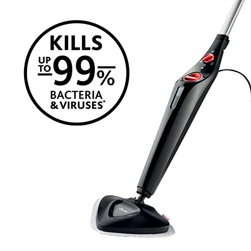Vileda Steam Plus steam cleaner with 2 microfiber pads | Hygienic floor cleaner for all floors & carpets | Antibacterial without chemicals | Heating time: 15 seconds