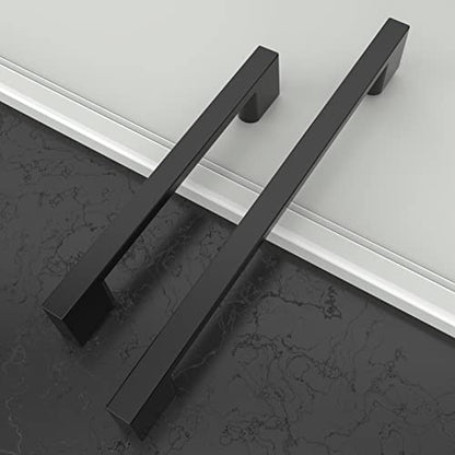 Amerdeco 8 Piece Furniture Handles Black 192mm Hole Spacing Drawer Handles for Kitchen Cabinets Cabinet Handles Drawer Pulls Door Handles for Kitchen Cabinets Wardrobe UK0036