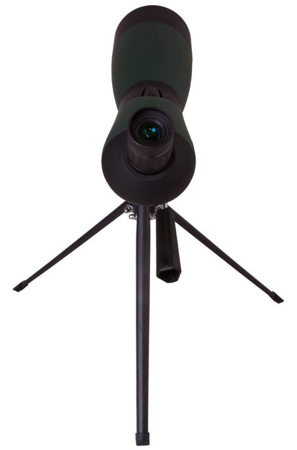 Levenhuk Blaze Base 70 Portable Spotting Scope with BK-7 glass optics, metal table tripod, and carrying case for observing wildlife, urban, and natural landscapes.