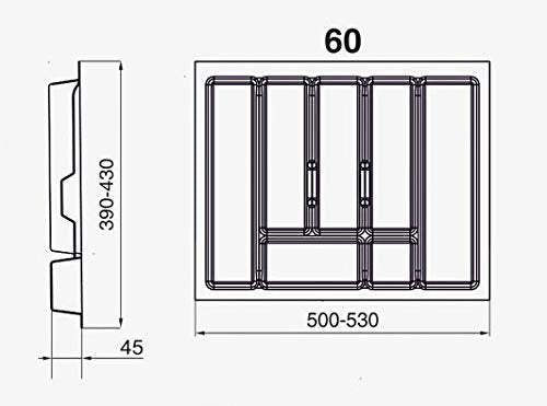 Alusfera cutlery tray for drawers 60 cm - Drawer organizer with compartmentalization - High-quality kitchen drawer organizer for more order - Customizable and easy to clean - 630x430mm Silver
