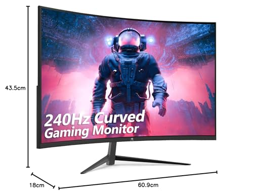 Z-Edge 27-inch curved gaming monitor with 280Hz (DP) and 240Hz (HDMI) refresh rates, 1ms MPRT response time, Full HD LED display, 350cd/m² brightness, 16:9 aspect ratio, FreeSync, HDMI 2.0 & DisplayPort 1.2 - Black (2025 Version)