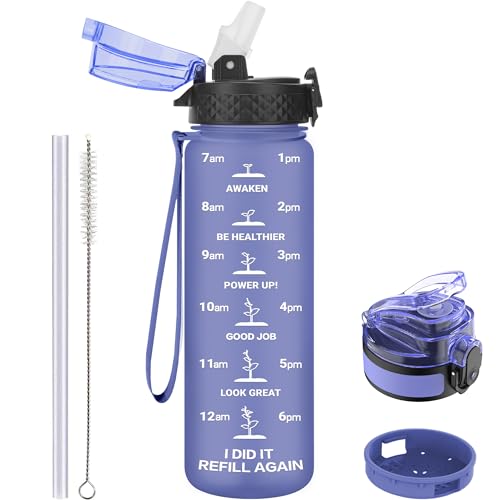 GOPPUS 500ml/17oz Kids Water Bottle Leakproof 0.5L, Sports Bottle for School, Hiking & Gym, 500ml with Straw, BPA-Free