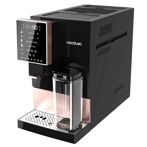 Cecotec Superautomatic coffee machine Cremmaet Compactccino Black Rose, 19 Bar, Thermoblock system, fresh ground beans Plug&Play, 150 g coffee bean container grinder, 1.1 L water tank, 400 ml milk.