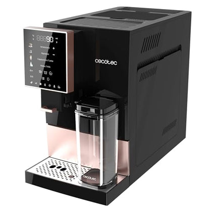 Cecotec Superautomatic coffee machine Cremmaet Compactccino Black Rose, 19 Bar, Thermoblock system, fresh ground beans Plug&Play, 150 g coffee bean container grinder, 1.1 L water tank, 400 ml milk.