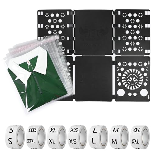 BoxLegend Folding Board for Clothes, T-Shirt Folding Board with Shirt Pocket 100 PCS 25x33CM, 3500 PCS Clothing Size Labels 7 Sizes Clothing Storage and Organization Clothes Bag Folding board Shirt