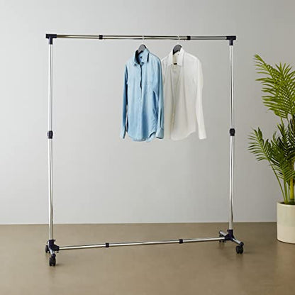 Amazon Basics - Garment Rack with Wheels, Chrome, 89 - 144 cm x 44 cm x 99.5 - 162 cm