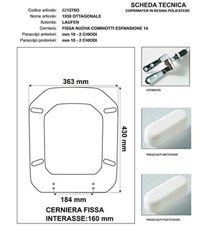 ACB/COLBAM toilet seat, 1930, OTTAGON, white with slow-closing hinge, Soft Close Cromo-Duravit.
