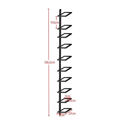 Yaheetech wine rack bottle holder storage shelf for wall made of metal 10 bottles, Black