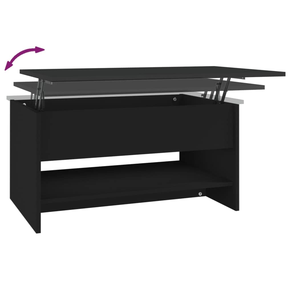 vidaXL Adjustable Height Coffee Table Side Table Living Room Table with Storage Black 80x50x40cm Wood Material