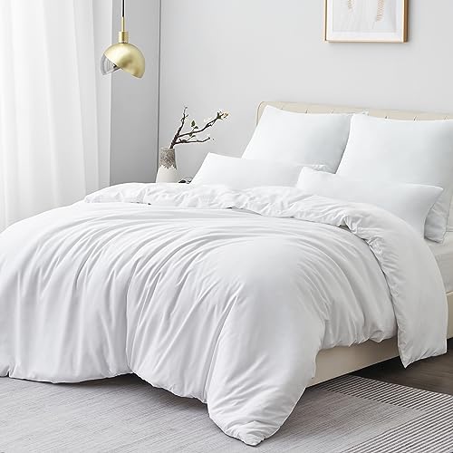 Aisbo bedding 200x200 3-piece set White - Microfiber bedding sets with zipper, ÖKO-TEX duvet cover 200x200cm 3pcs with pillowcase 40x80 cm, Soft and Wrinkle-free